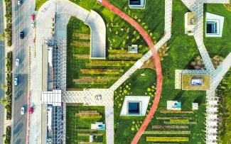 Bird's eye view of the Al Shaheed Park